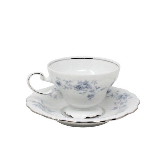 Johann Haviland Bavaria Germany Fine Porcelain Blue Garland Saucer & Tea Cup - Picture 2 of 9